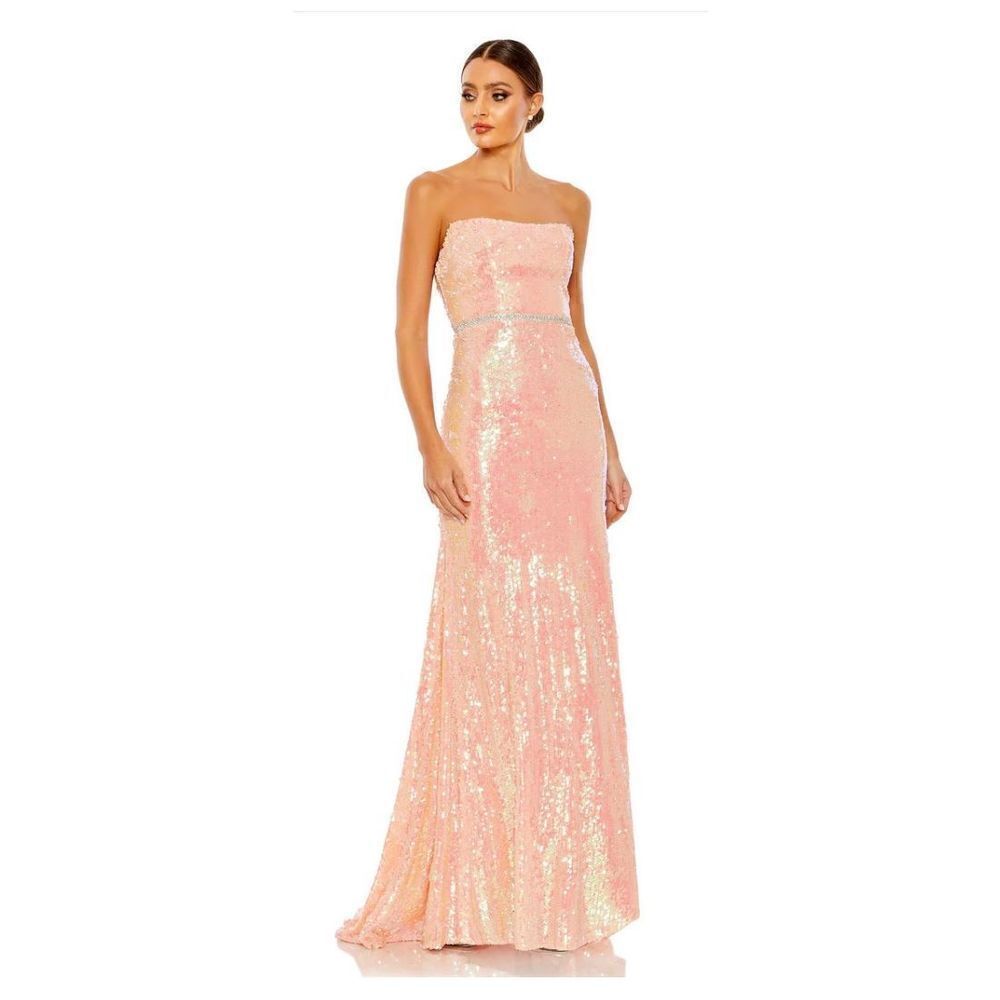 Ieena for Mac Duggal SEQUINED STRAPLESS RHINESTONE BELT GOWN NWT Size 2